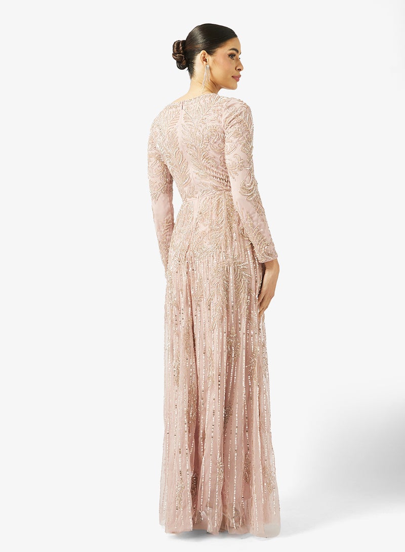 MARYISA Embellished Ppleated Maxi Dress - Image 2